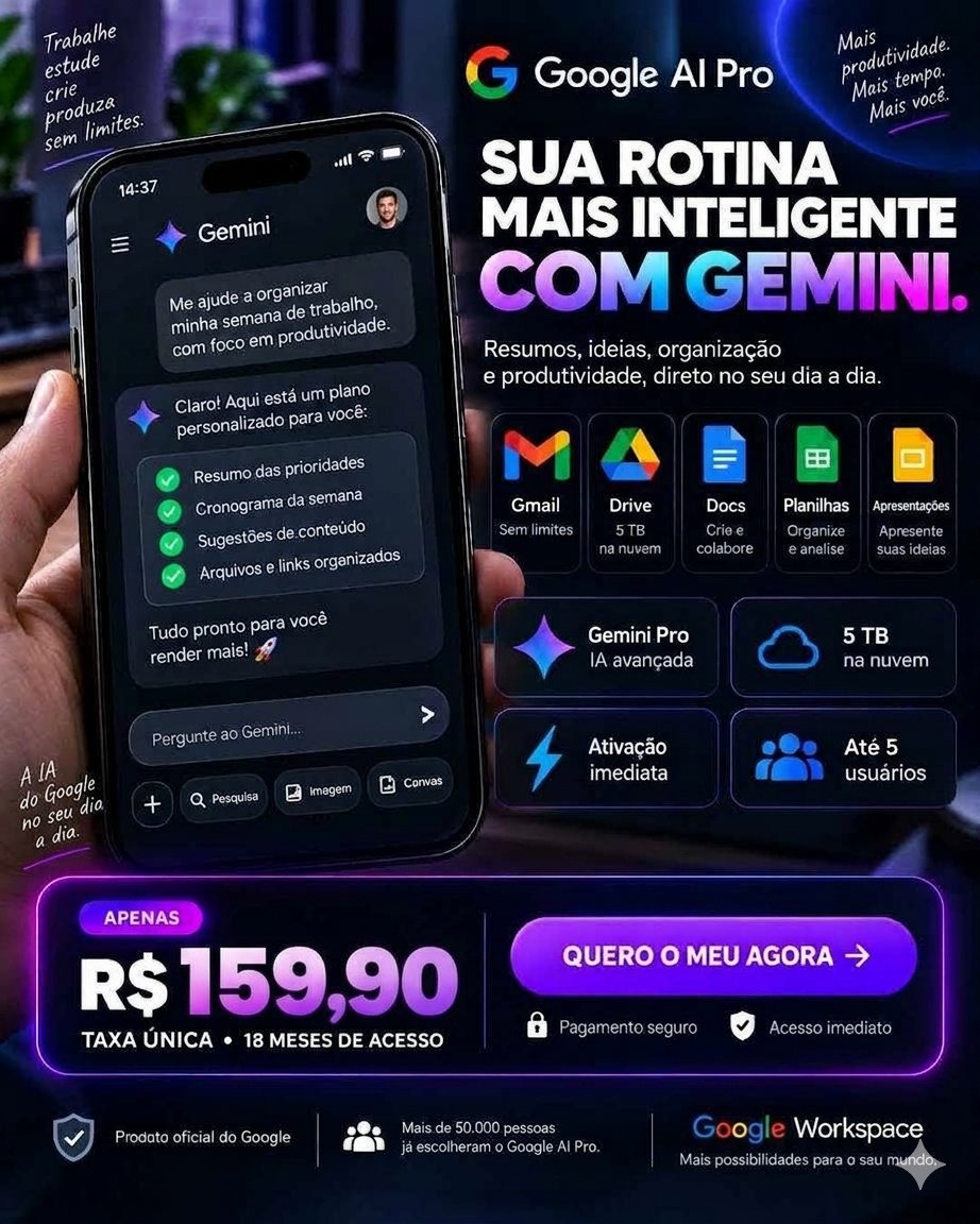 Comprar Google AI Pro com Gemini — Acesso por 18 Meses Google AI Pro com Gemini — Acesso por 18 Meses